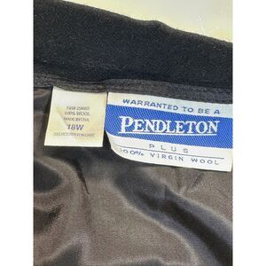 Pendleton Black Virgin Wool Lined Midi Skirt, Made in USA, Women's Size 18W